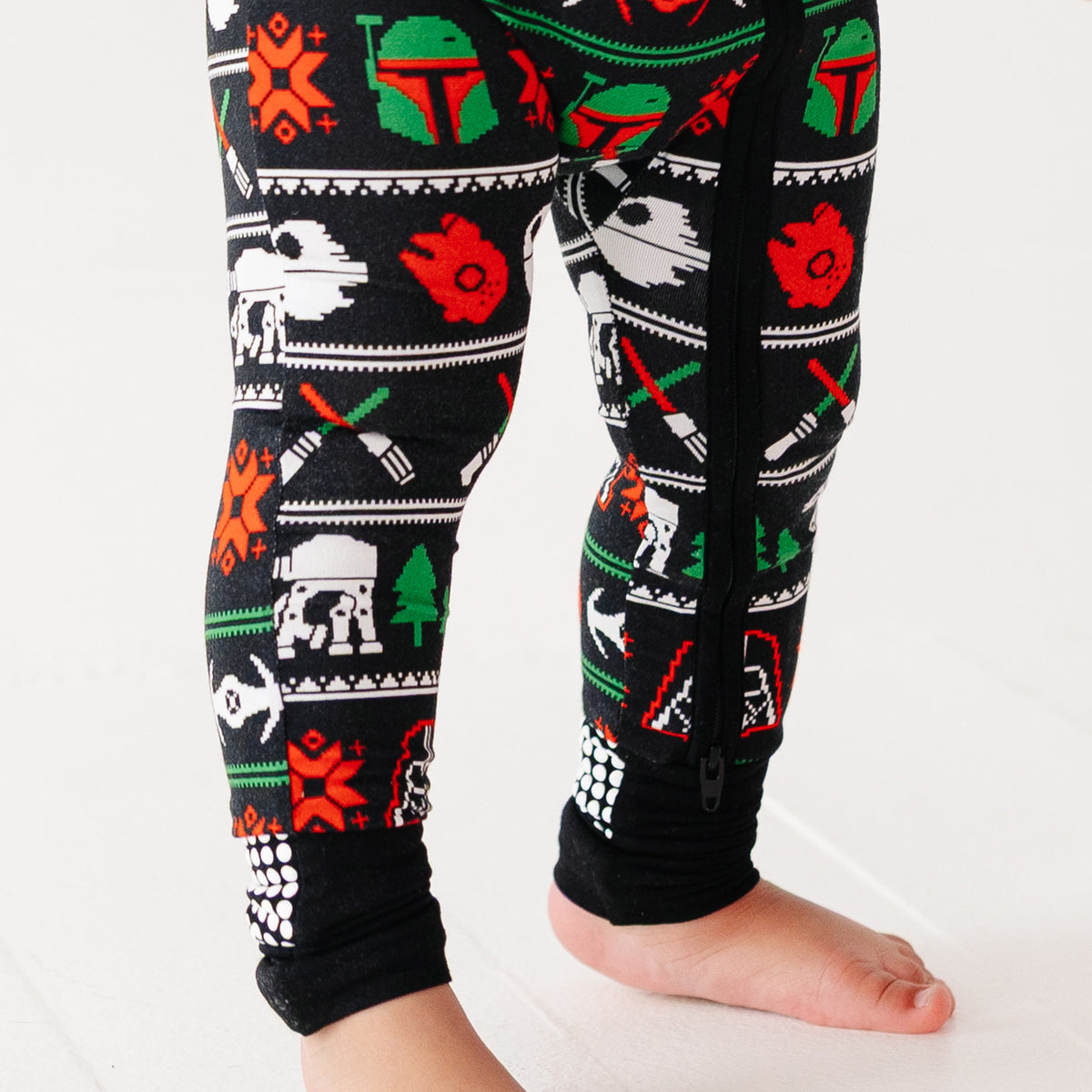 Merry Galaxy convertible romper leg with zipper and fold-over footie open