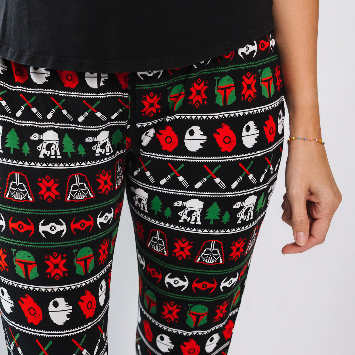 Close-up of the Merry Galaxy women's pajama pants print