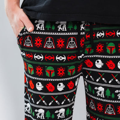Close-up of the Merry Galaxy men's pajama pants with drawstring and pockets